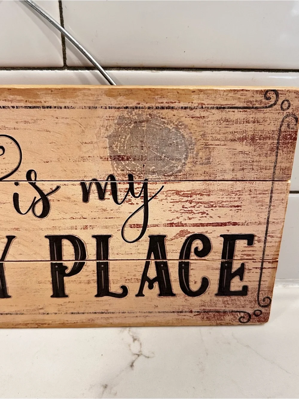 This Is My Happy Place Wood Sign - Black Text on reclaimed wood